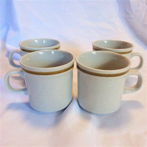 Vintage Old Brook Stoneware Coffee Mugs Set of 4